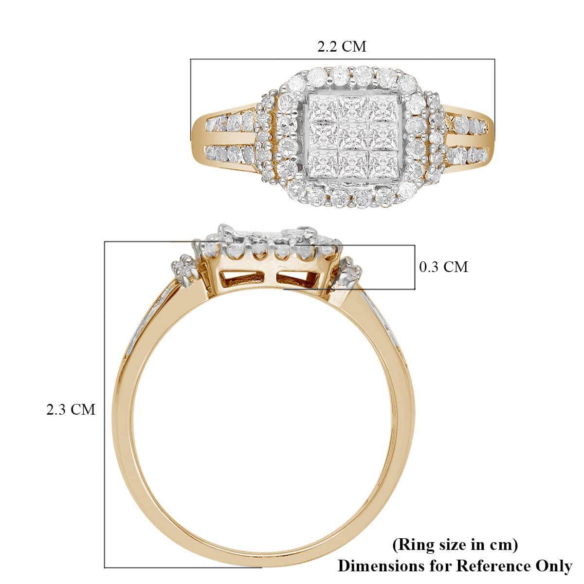 SGL Certified 10K Yellow Gold G-H I3 Diamond Ring (Size 8.0) 3.15 Grams 1.00 ctw image number 5