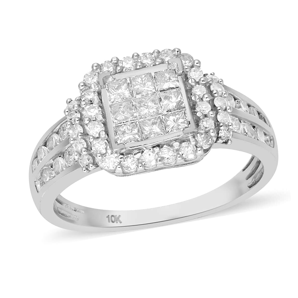 SGL Certified 10K White Gold G-H I3 Diamond Ring (Size 10.0) 3.15 Grams 1.00 ctw image number 0