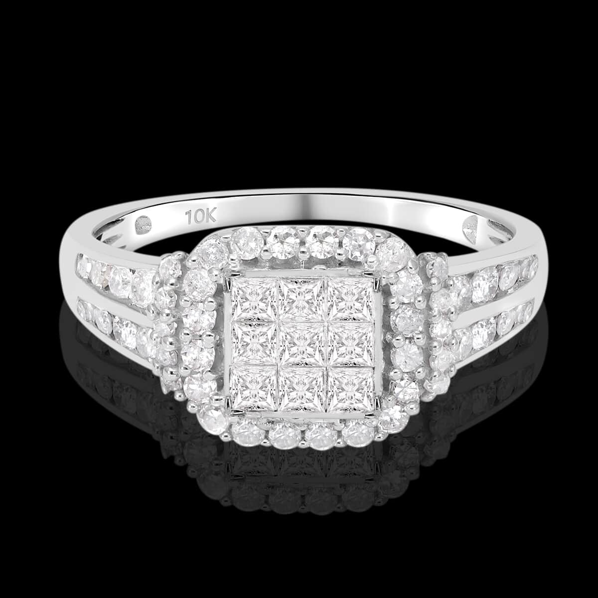 SGL Certified 10K White Gold G-H I3 Diamond Ring (Size 10.0) 3.15 Grams 1.00 ctw image number 1