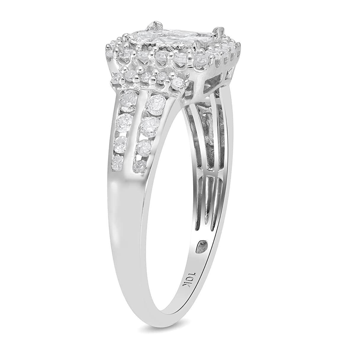 SGL Certified 10K White Gold G-H I3 Diamond Ring (Size 10.0) 3.15 Grams 1.00 ctw image number 3