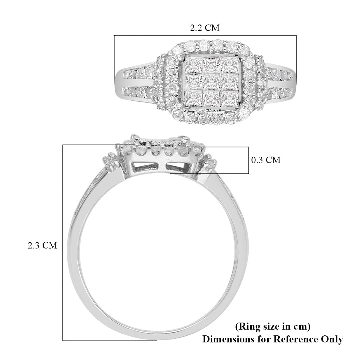SGL Certified 10K White Gold G-H I3 Diamond Ring (Size 10.0) 3.15 Grams 1.00 ctw image number 5