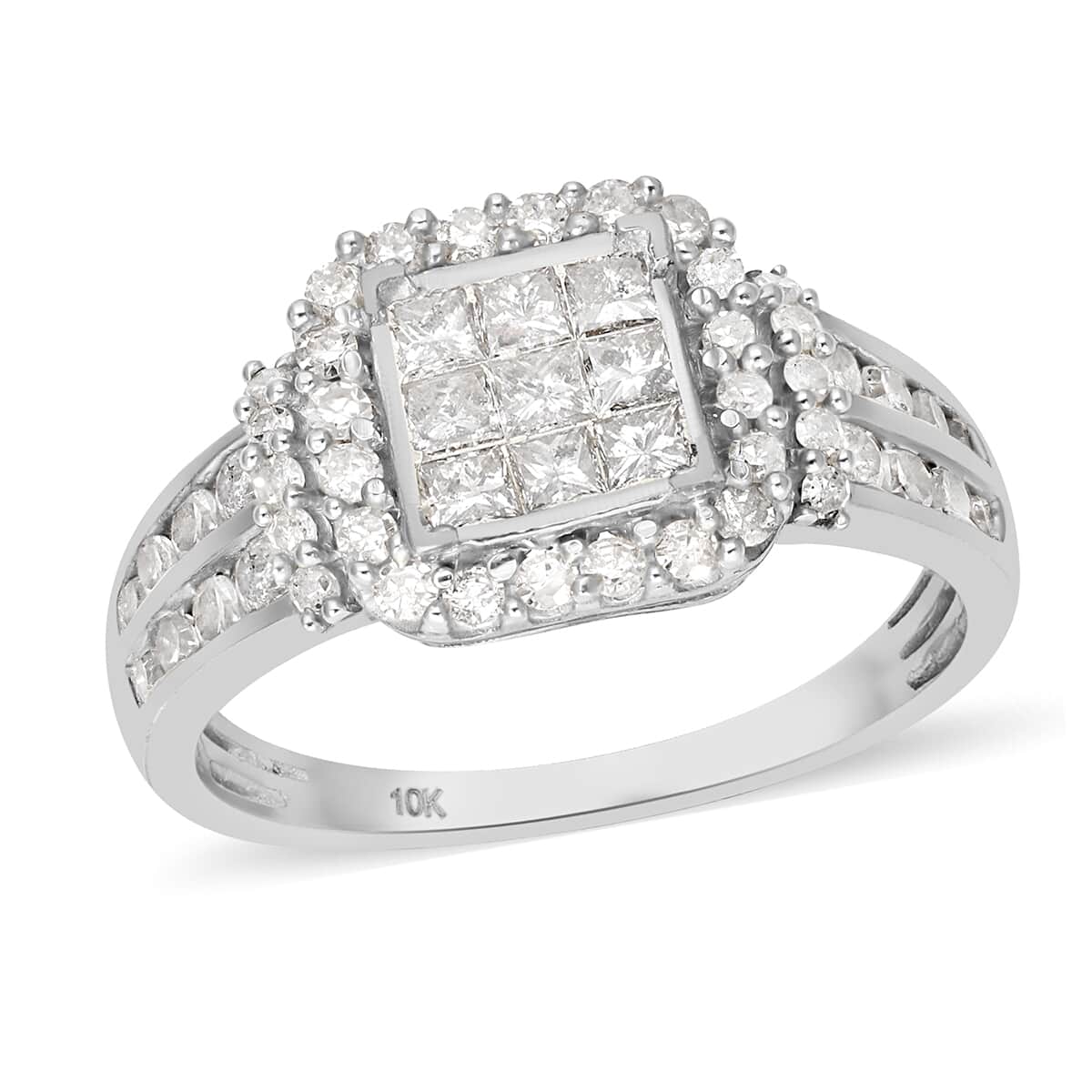 SGL Certified 10K White Gold G-H I3 Diamond Ring (Size 8.0) 3.15 Grams 1.00 ctw image number 0