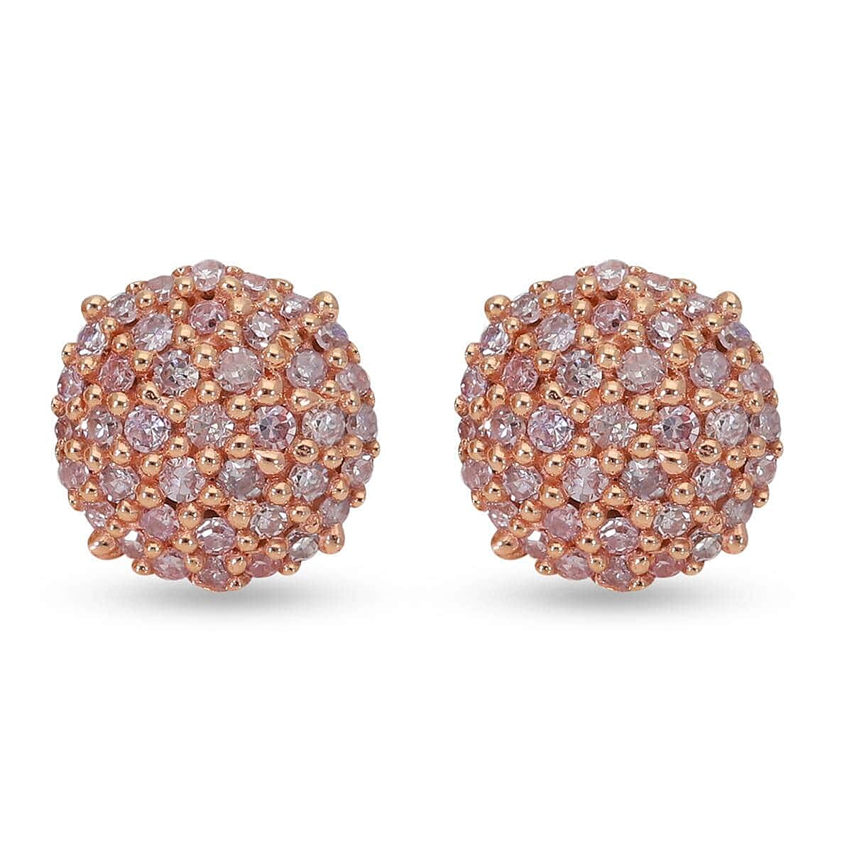 Buy Natural Pink Diamond I3 Stud Earrings in Vermeil Rose Gold