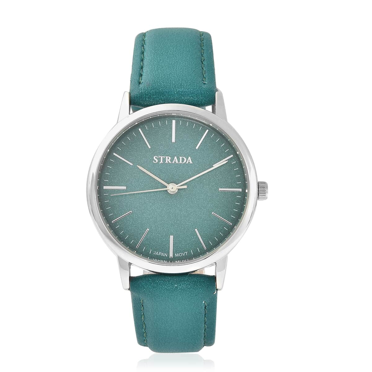 Strada Japanese Movement Watch with Green Stardust Dial and Green Faux Leather Strap image number 0