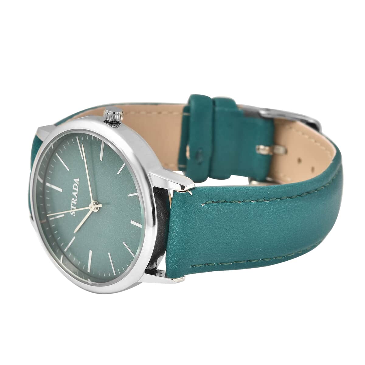 Strada Japanese Movement Watch with Green Stardust Dial and Green Faux Leather Strap image number 4