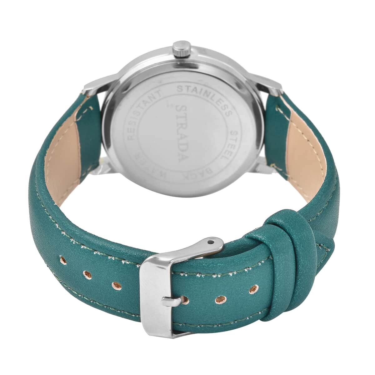 Strada Japanese Movement Watch with Green Stardust Dial and Green Faux Leather Strap image number 5