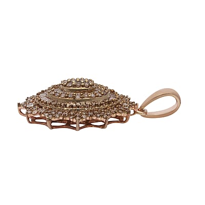 Natural Champagne Diamond Cocktail Pendant in Rhodium and Vermeil Rose Gold Over Sterling Silver 1.10 ctw