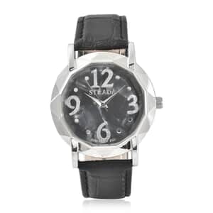 STRADA Japanese Movement Watch with Black Faux Leather Strap