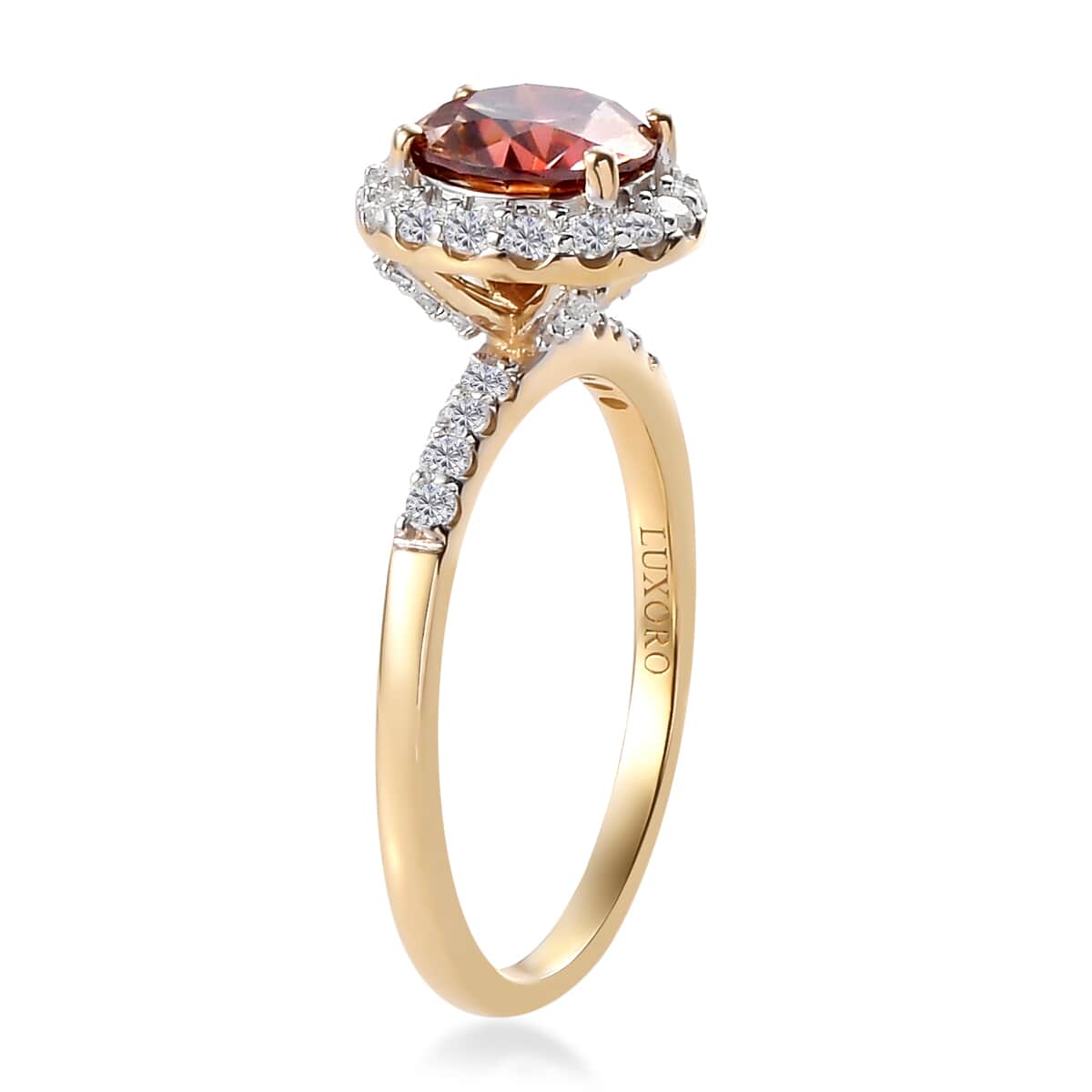 LUXORO 10K Yellow Gold Red Moissanite and Moissanite Ring (Size 8.0) 2.15 Grams 1.75 ctw image number 3