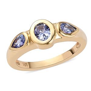 Tanzanite 0.79 ctw Fancy Ring in 14K YG Plated Sterling Silver (Size 10)