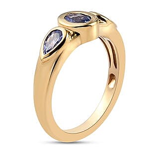 Tanzanite 0.79 ctw Fancy Ring in 14K YG Plated Sterling Silver (Size 10)