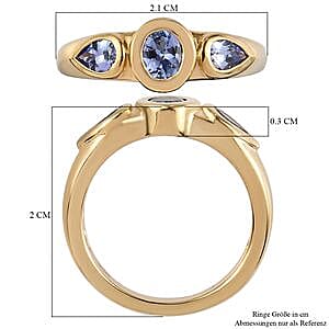 Tanzanite 0.79 ctw Fancy Ring in 14K YG Plated Sterling Silver (Size 10)