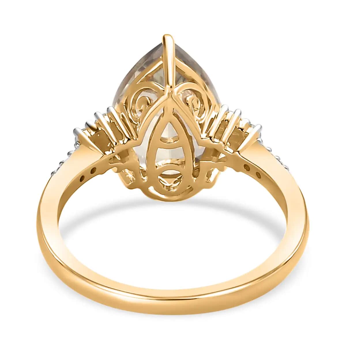 Luxoro 14K Yellow Gold AAA Turkizite and G-H I3 Diamond Ring, Turkizite Jewelry, Collectors Ring, Wedding Anniversary Gift For Her 4.35 ctw image number 4