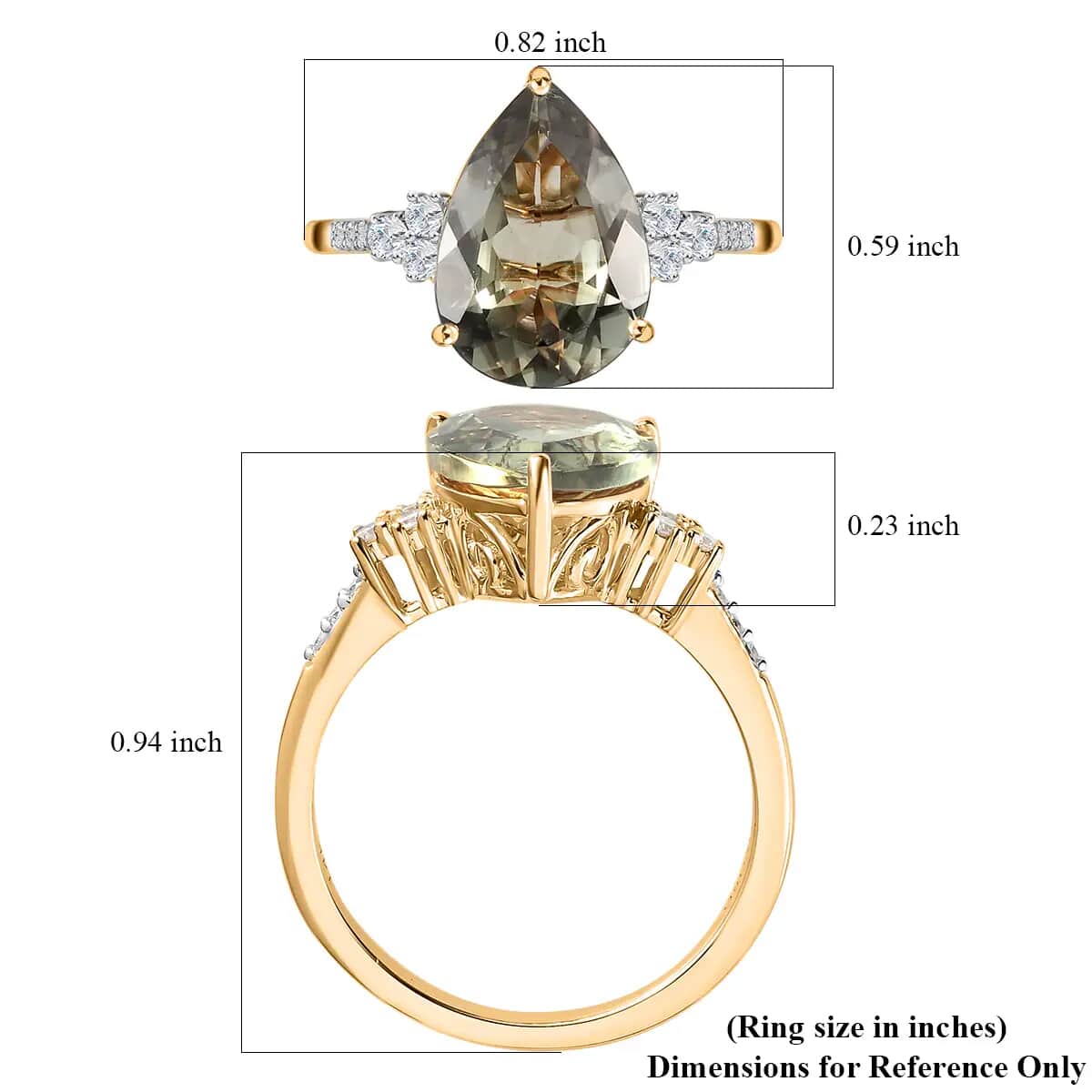 Luxoro 14K Yellow Gold AAA Turkizite and G-H I3 Diamond Ring, Turkizite Jewelry, Collectors Ring, Wedding Anniversary Gift For Her 4.35 ctw image number 5