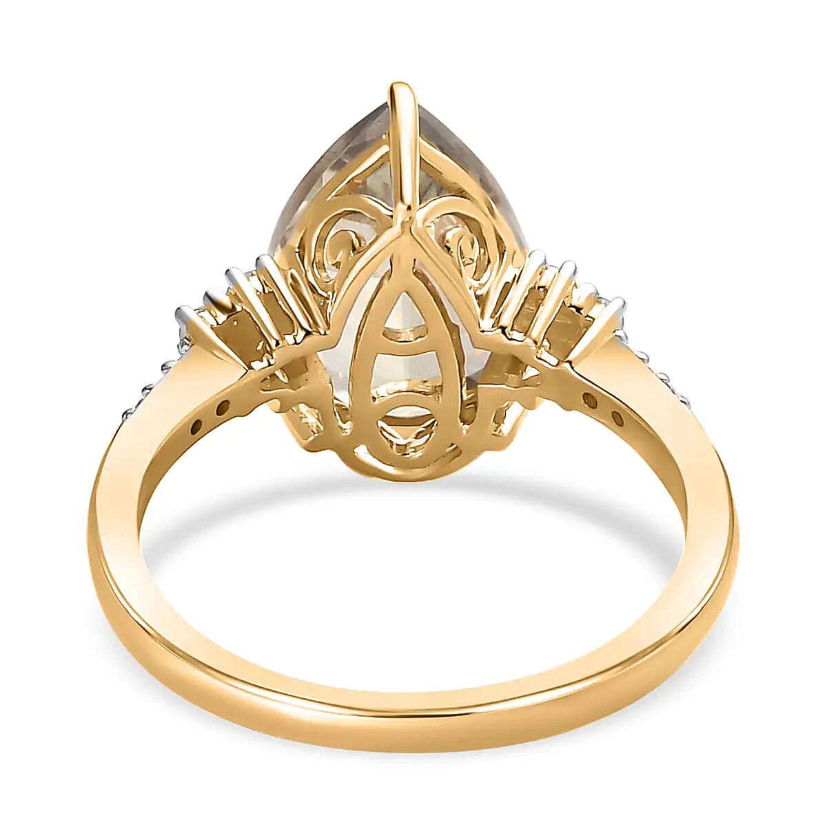 Luxoro 14K Yellow Gold AAA Turkizite and G-H I3 Diamond Ring, Turkizite Jewelry, Collectors Ring, Wedding Anniversary Gift For Her 4.35 ctw (Size 9.00) image number 4
