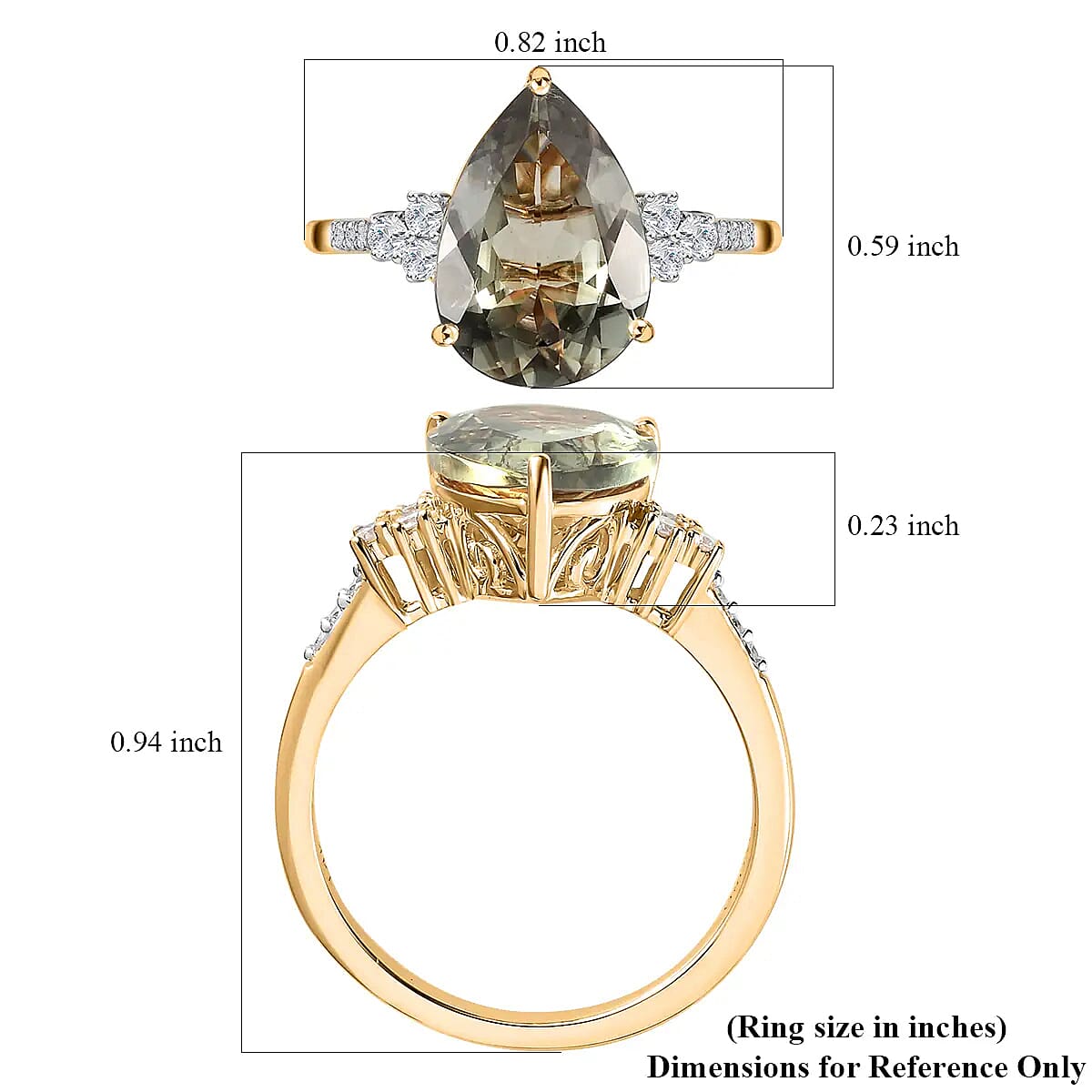Luxoro 14K Yellow Gold AAA Turkizite and G-H I3 Diamond Ring, Turkizite Jewelry, Collectors Ring, Wedding Anniversary Gift For Her 4.35 ctw (Size 9.00) image number 5