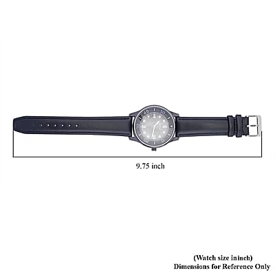 Strada Japanese Movement Watch with Black Faux Leather Band (7.0-8.50 Inches) (43mm)