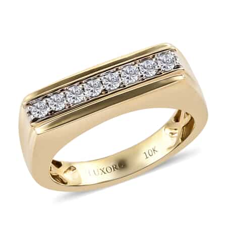LUXORO 10K Yellow Gold Moissanite Carved Men's Ring (Size 7.0) 6 Grams 0.25 ctw image number 0