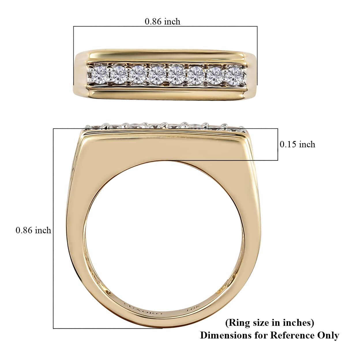 LUXORO 10K Yellow Gold Moissanite Carved Men's Ring (Size 7.0) 6 Grams 0.25 ctw image number 5