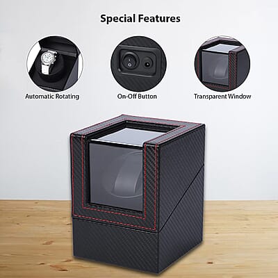 Black Automatic Rotating Watch Winder Box 2xAA Battery (not included)