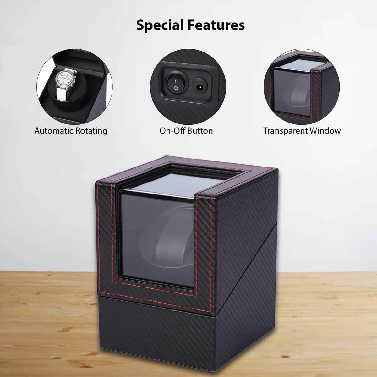 Black Automatic Rotating Watch Winder Box 2xAA Battery (not included) image number 1