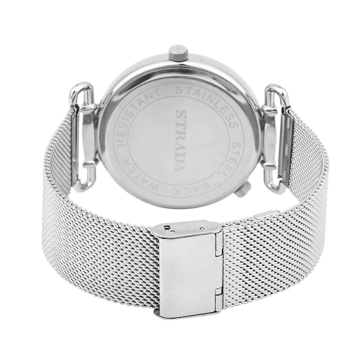 STRADA Double Japanese Movement Watch with Stainless Steel Mesh Strap (44mm), Dual Time Zones image number 5
