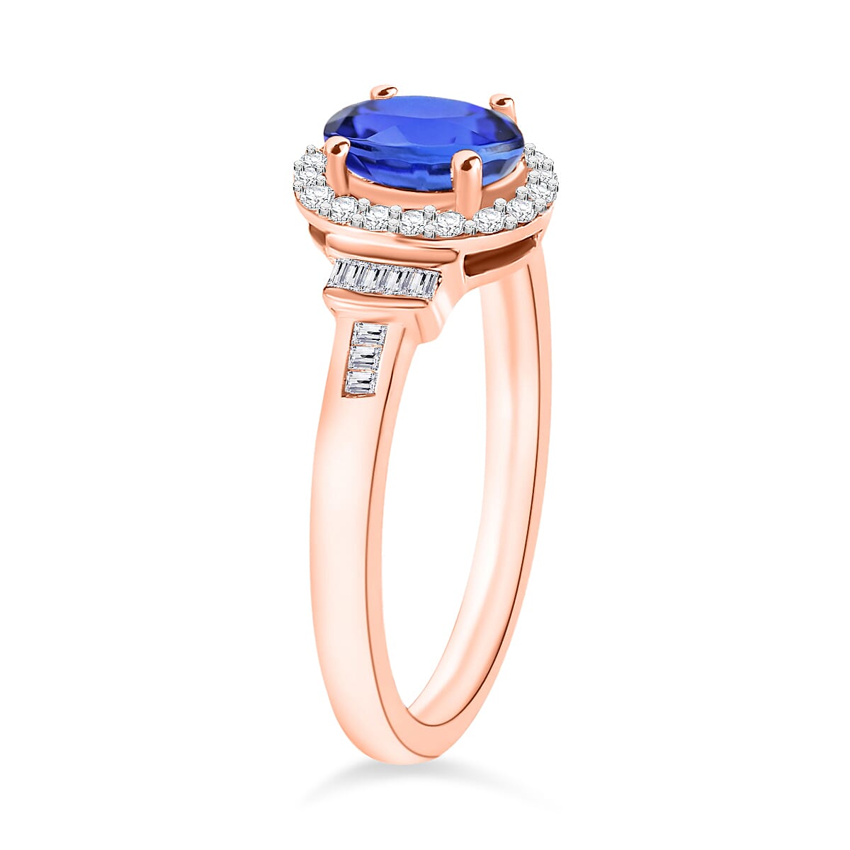Luxoro Premium Tanzanite and G-H I1 Diamond 1.00 ctw Ring in 14K Rose Gold (Size 11.0) (Del. in 10-12 Days) image number 2