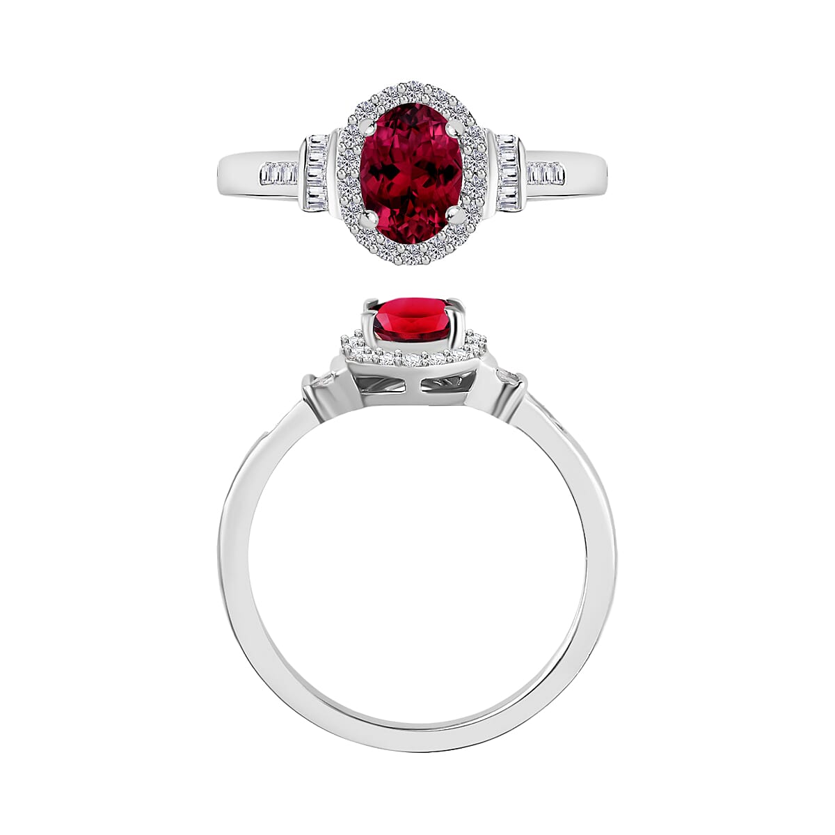 Rhapsody AAAA Ouro Fino Rubellite and E-F VS2 Diamond 1.00 ctw Ring in 950 Platinum (Size 10.0) 5.50 Grams image number 3