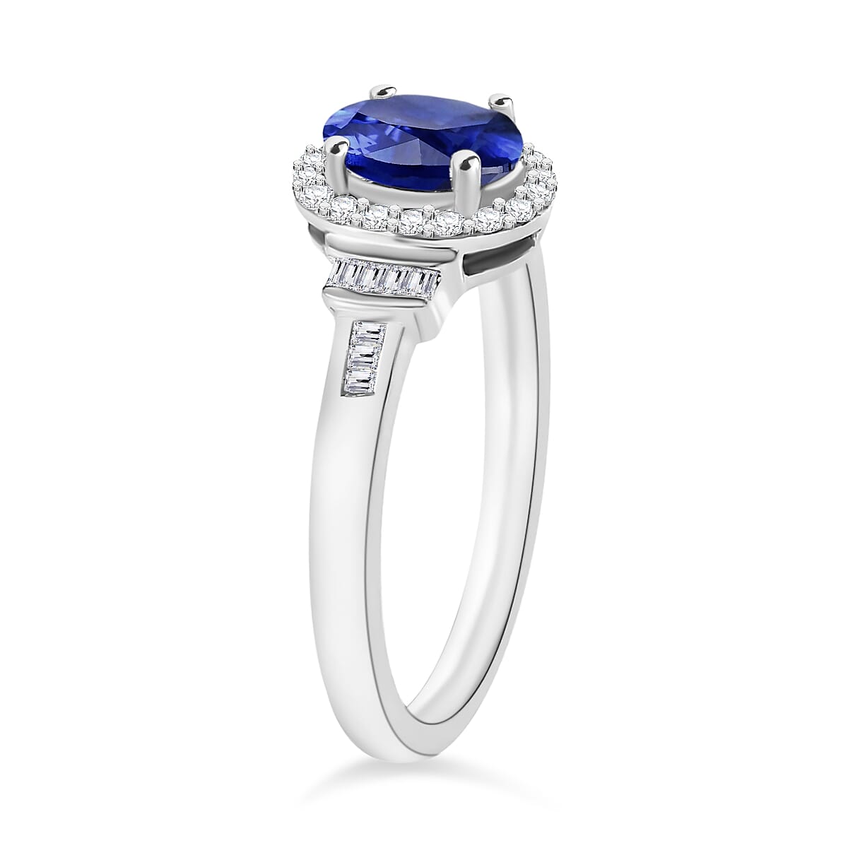 Rhapsody AAAA Ceylon Blue Sapphire and E-F VS2 Diamond 1.19 ctw Ring in 950 Platinum (Size 10.0) 5.50 Grams (Del. in 10-12 Days) image number 2