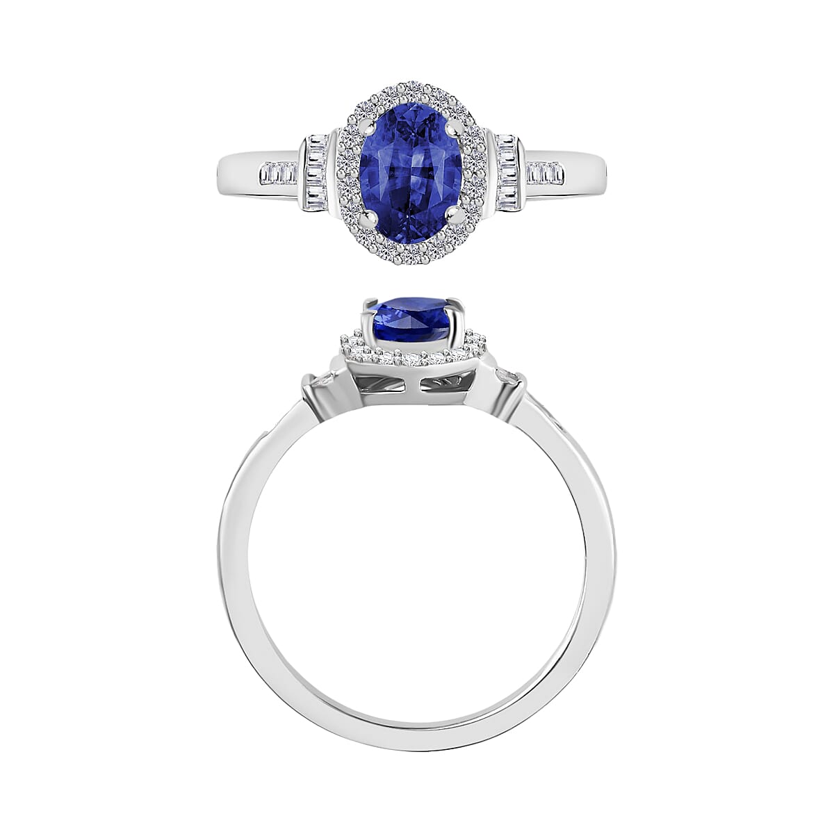 Rhapsody AAAA Ceylon Blue Sapphire and E-F VS2 Diamond 1.19 ctw Ring in 950 Platinum (Size 10.0) 5.50 Grams (Del. in 10-12 Days) image number 3
