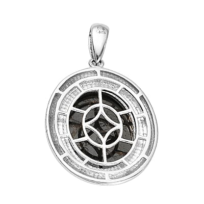 Karis Matrix Silver Shungite Solitaire Pendant in Platinum Bond 11.70 ctw