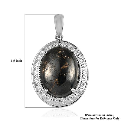 Karis Matrix Silver Shungite Solitaire Pendant in Platinum Bond 11.70 ctw