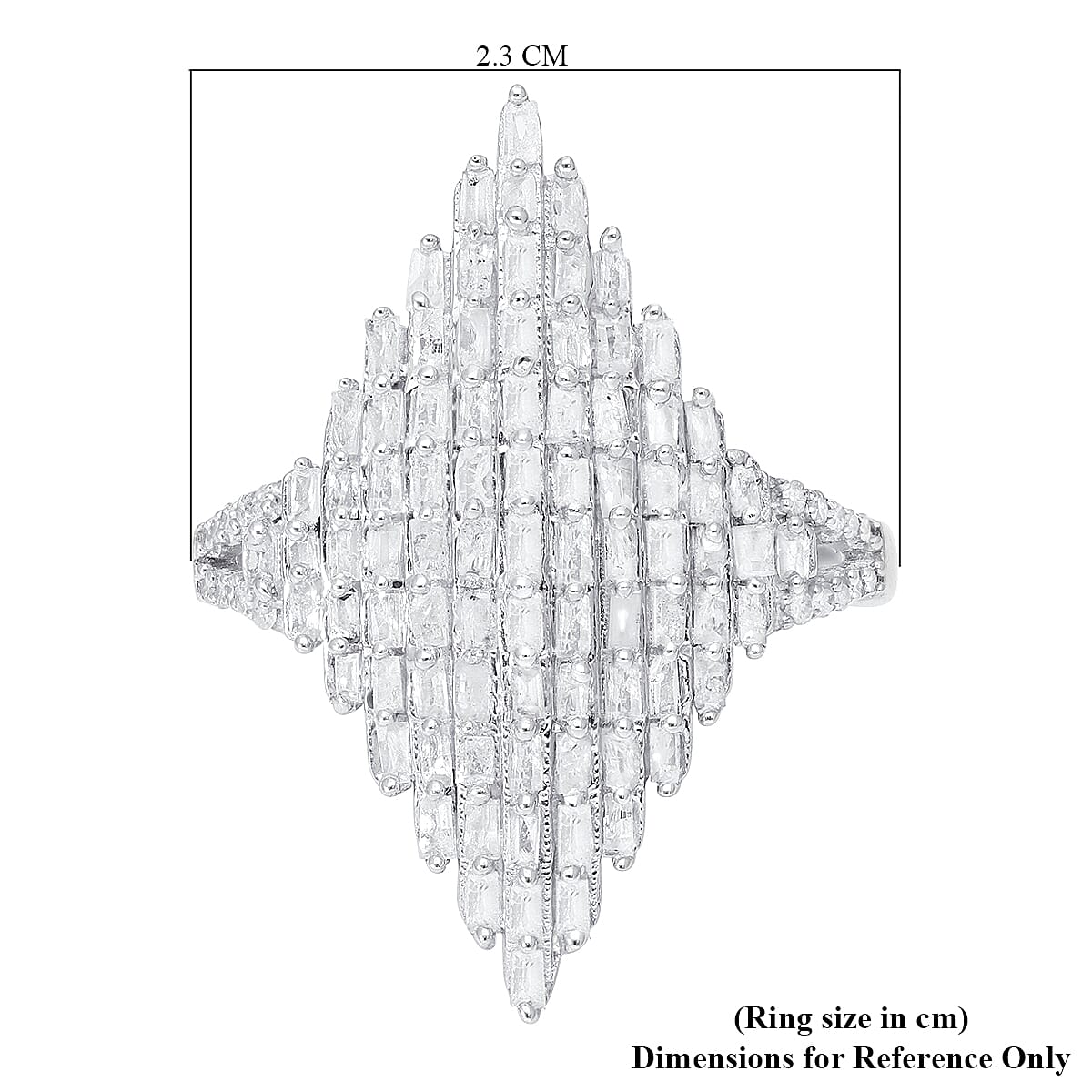 Diamond Elongated Ring in Platinum Over Sterling Silver (Size 10.0) 1.00 ctw