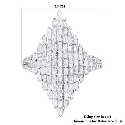 Diamond Elongated Ring in Platinum Over Sterling Silver (Size 10.0) 1.00 ctw