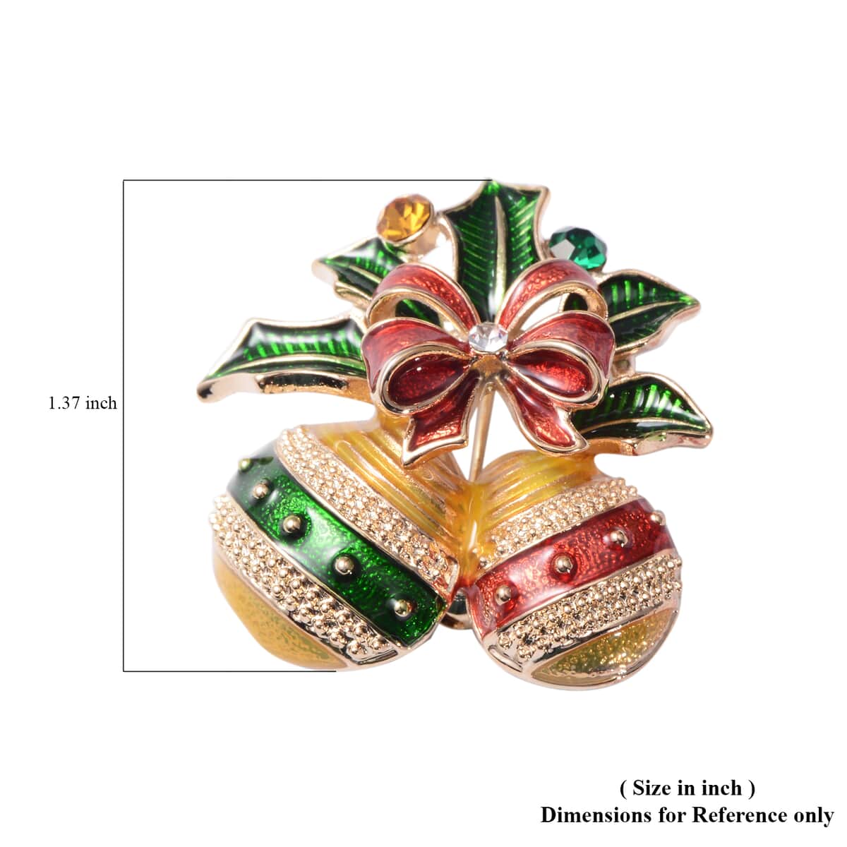 Multi Color Austrian Crystal and Enameled Christmas Pears Brooch in Goldtone, Jewelry Gift For Women, Christmas Pears Pin image number 3