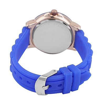 Strada Japanese Movement Watch with Black Dial and Blue Silicone Strap (38 mm)