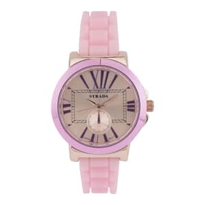 Strada Japanese Movement Watch with Rose Gold Dial and Pink Silicone Strap (38 mm)