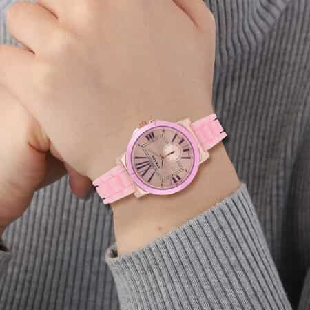 Strada Japanese Movement Watch with Rose Gold Dial and Pink Silicone Strap (38 mm) image number 2
