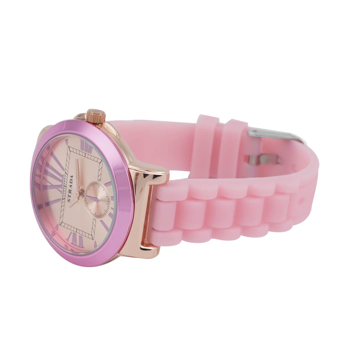 Strada Japanese Movement Watch with Rose Gold Dial and Pink Silicone Strap (38 mm) image number 4