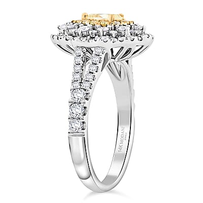 Modani Natural Yellow and White Diamond SI 1.25 ctw Ring in 14K White Gold (Size 10.0) 4 Grams