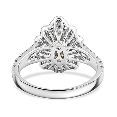 Modani Natural Yellow and White Diamond SI 1.25 ctw Ring in 14K White Gold (Size 10.0) 4 Grams