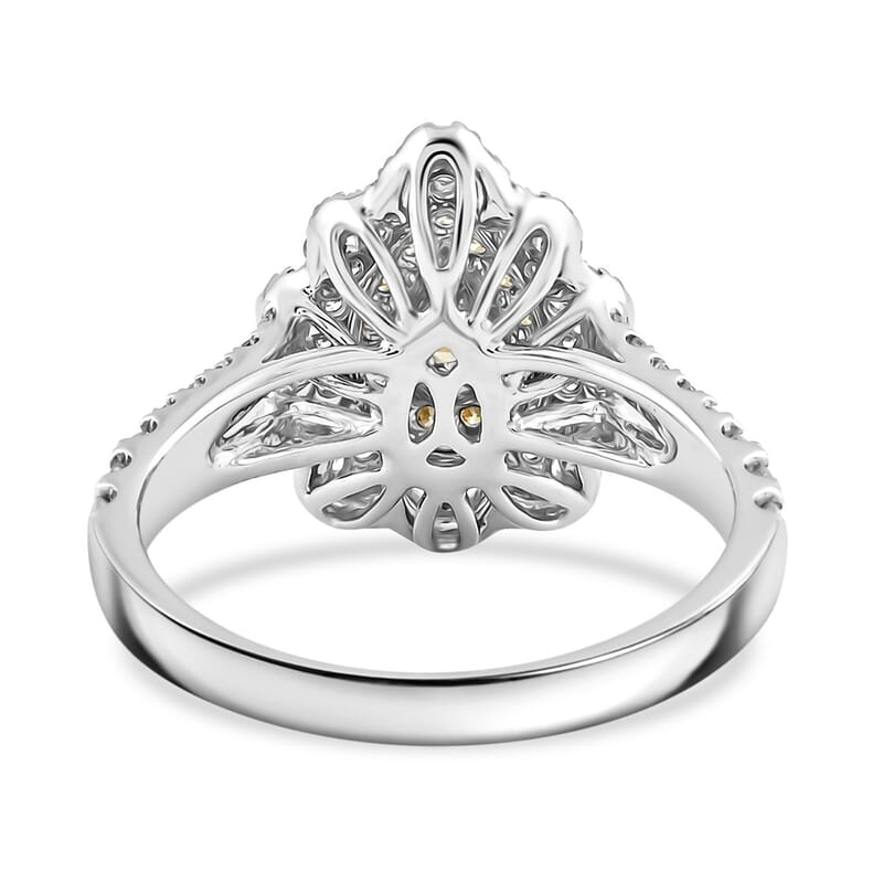 Modani Natural Yellow and White Diamond SI 1.25 ctw Ring in 14K White Gold (Size 10.0) 4 Grams