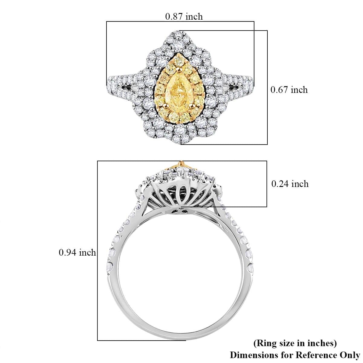 Modani Natural Yellow and White Diamond SI 1.25 ctw Ring in 14K White Gold (Size 10.0) 4 Grams image number 5