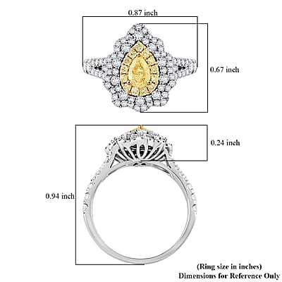 Modani Natural Yellow and White Diamond SI 1.25 ctw Ring in 14K White Gold (Size 10.0) 4 Grams