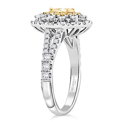 Modani Natural Yellow and White Diamond SI 1.25 ctw Ring in 14K White Gold (Size 5.0) 4 Grams