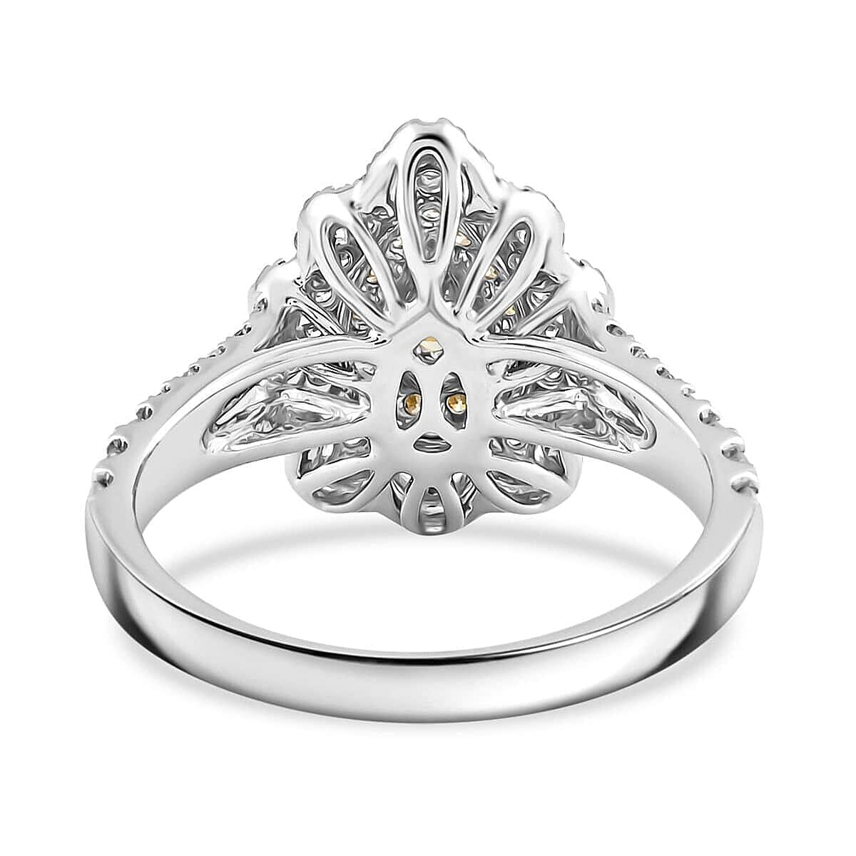 Modani Natural Yellow and White Diamond SI 1.25 ctw Ring in 14K White Gold (Size 5.0) 4 Grams image number 4