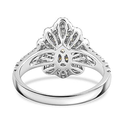 Modani Natural Yellow and White Diamond SI 1.25 ctw Ring in 14K White Gold (Size 5.0) 4 Grams