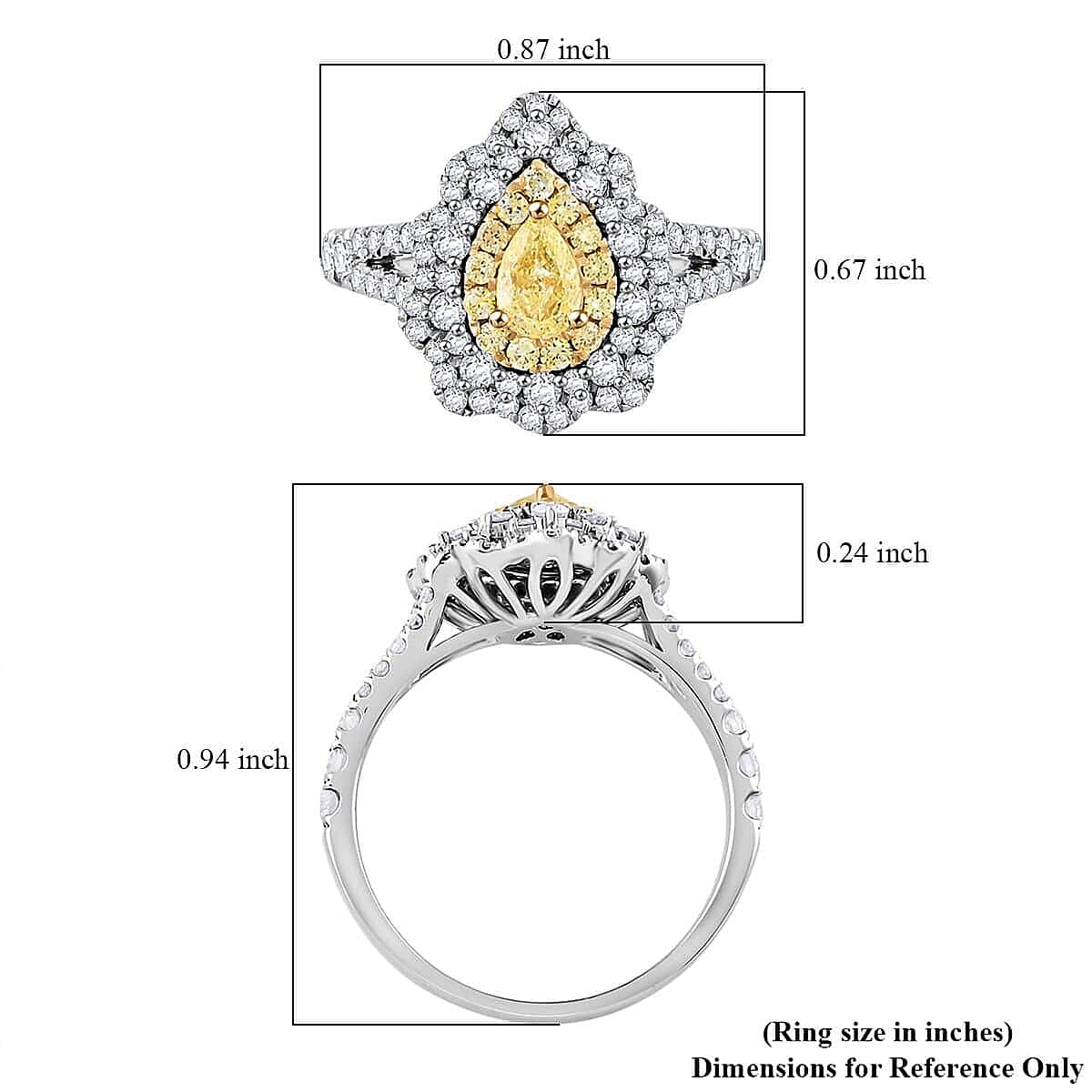Modani Natural Yellow and White Diamond SI 1.25 ctw Ring in 14K White Gold (Size 5.0) 4 Grams image number 5