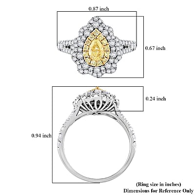 Modani Natural Yellow and White Diamond SI 1.25 ctw Ring in 14K White Gold (Size 5.0) 4 Grams