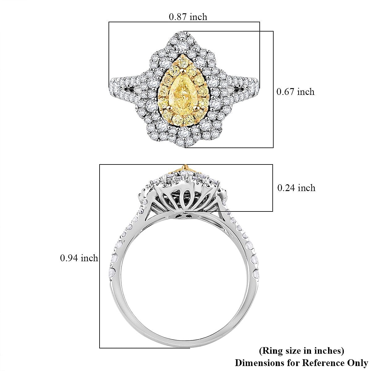 Modani Natural Yellow and White Diamond SI 1.25 ctw Ring in 14K White Gold (Size 8.0) 4 Grams image number 5